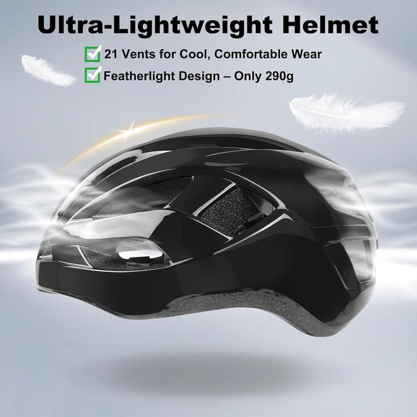 Bike Helmet Adult for Men, Lightweight Ebike Helmet with LED Light & Magnetic Goggles, USB Charging Cable Included, Cycling Helmet for Adult with Adjustable Dial Fit 22.8"- 24.4 "