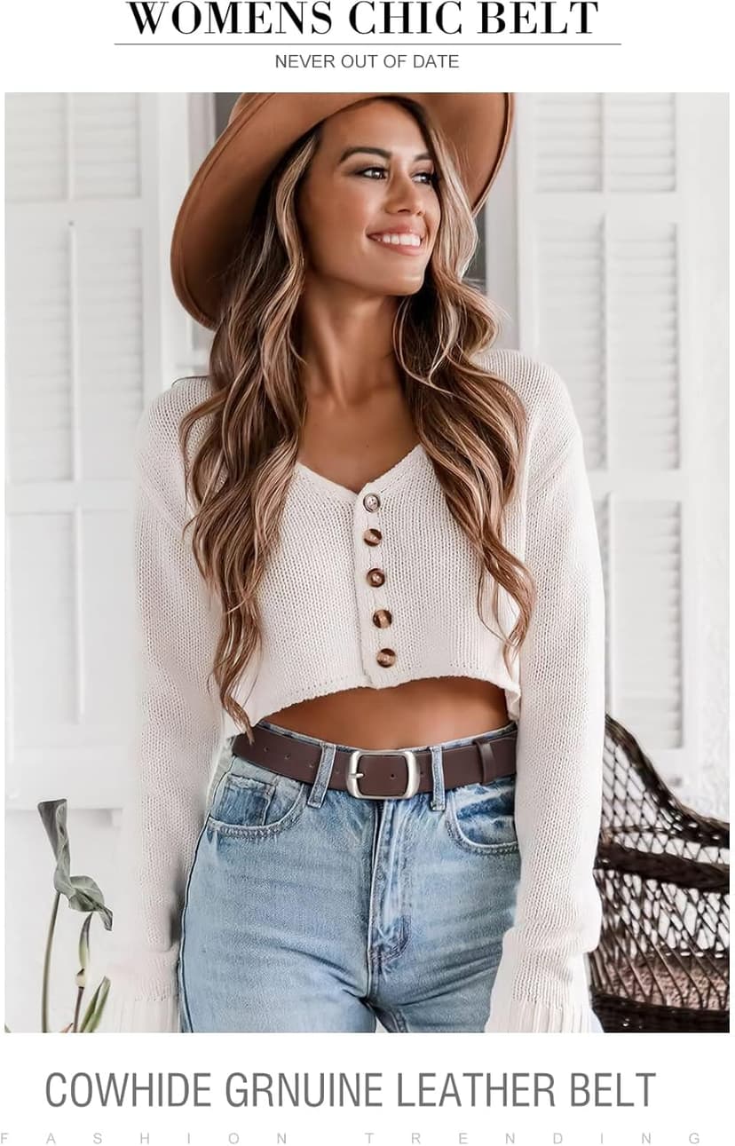 VONMELLI 2 Packs Women Leather Belts for Jeans Fashion Leather Ladies Waist Belt