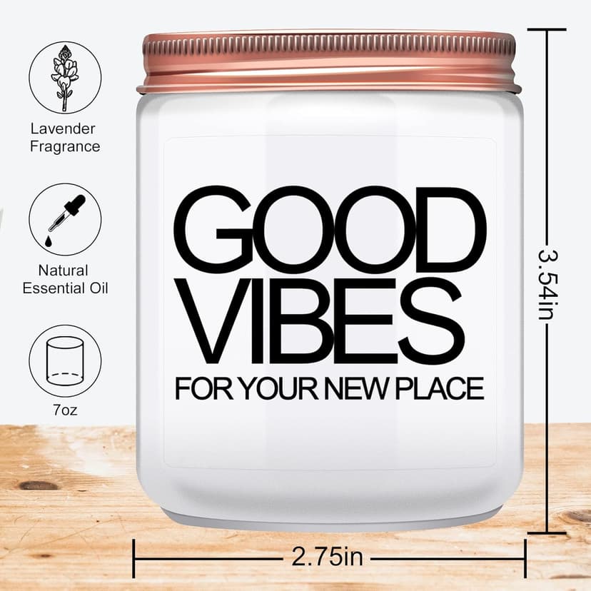 House Warming Gifts New Home, New Home Gifts, Good Vibes Candle, New House Essentials Best Presents for Women Couple Friends - Lavender Candles