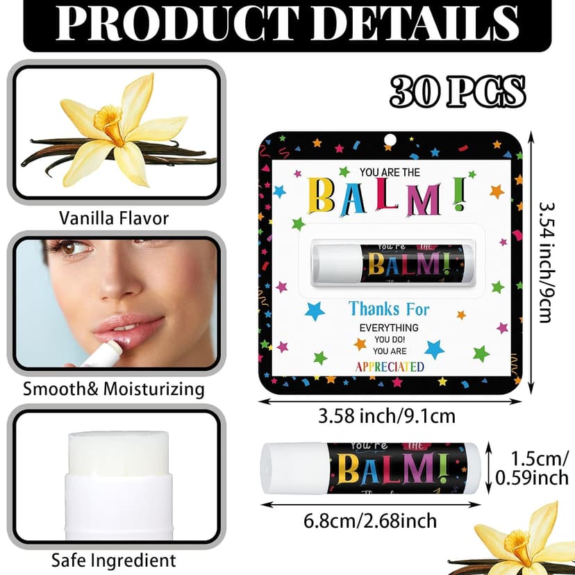 Christmas Employee Teacher Appreciation Lip Balm, You're the Balm, Christmas Staff Team Thank You Gift for Women Men Coworker 30 Pack Christmas Employee Teacher Appreciation Gifts Bulk Lip Balm B0CG9L7HTQ