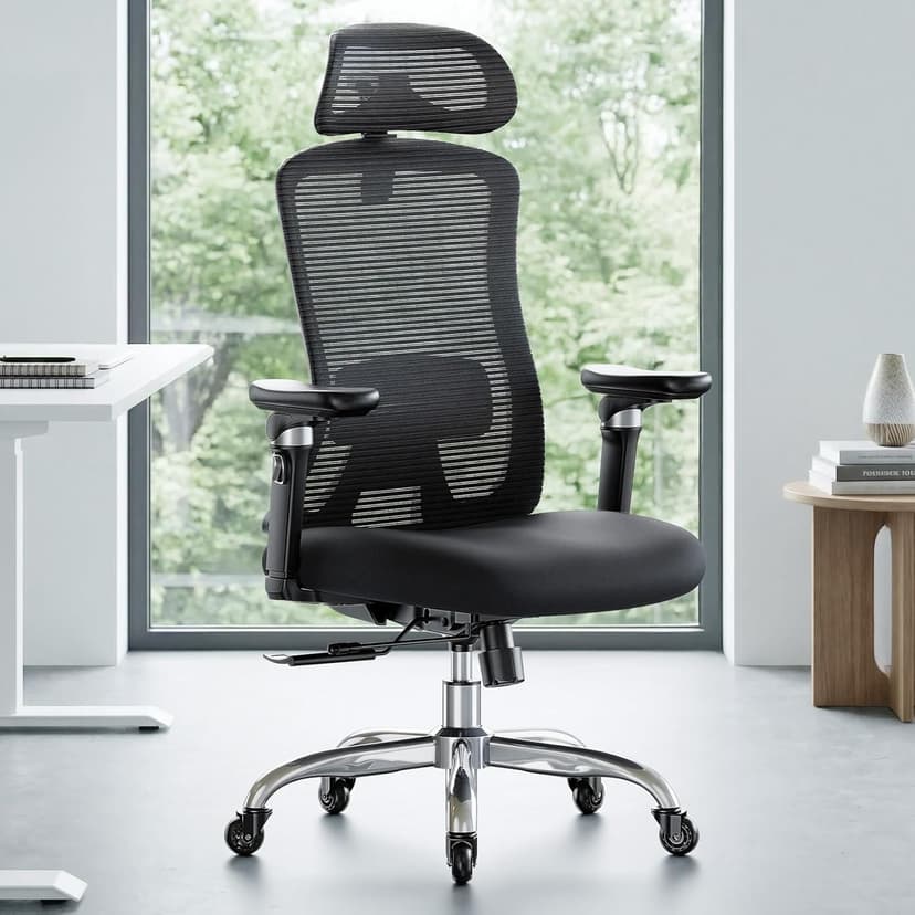 Marsail Ergonomic Office Chair with 6D Armrests, Ergonomic Chair with 3D Adjustable Headrest, Slide Seat, Lumbar Support, and 4-Position Tilt Lock – Big and Tall Office Chair with 330 lbs Capacity