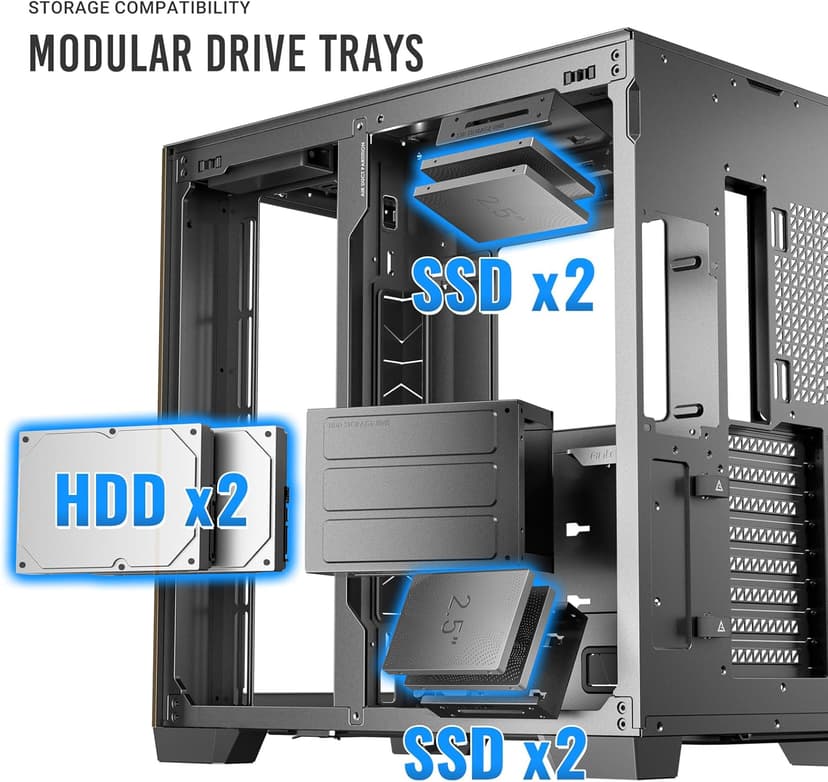 Antec C8 Wood, Fans not Included, Wooden Front Panel, Dual-Chamber Layout, Type-C, 360mm Radiator Support, Seamless TG Front & Side Panels, RTX 40 Compatible, Full-Tower E-ATX PC Case