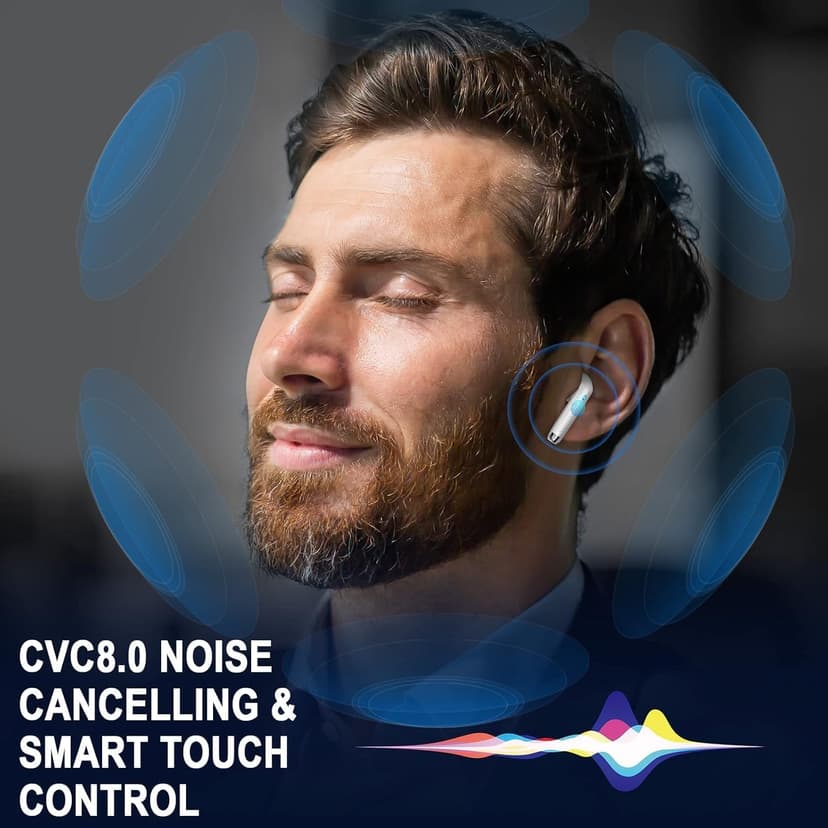 Wireless Bluetooth 5.4 Earbuds, Ear Buds LED Power Display Headphones 6D Stereo, Bluetooth Earbuds in-Ear Noise Cancelling Mic, 40H Playback Mini Case IP7 Waterproof Sports Earphones for Android iOS