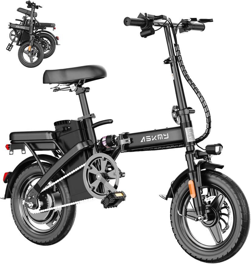 Electric Bike for Adults and Teens, 740W Peak Motor E-Bike with 30-60 Miles PAS Range, 48V 10AH/20AH Removable Battery, 14" Folding Mini Ebike with 20MPH, Electric Bicycle for Commute