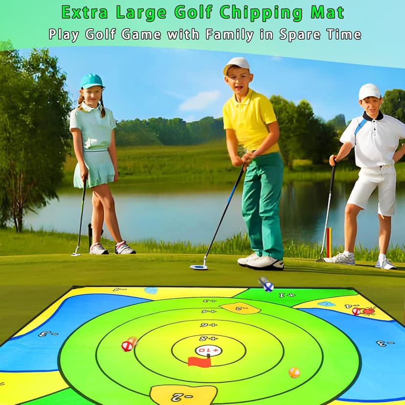 Battle Golf Chipping Game,Upgrade 80”x80” Large Chipping Mat,Play Outdoor Sticky Golf for Adults,Unique Multiplayer Indoor Outdoor Friends Family Yard Target Game