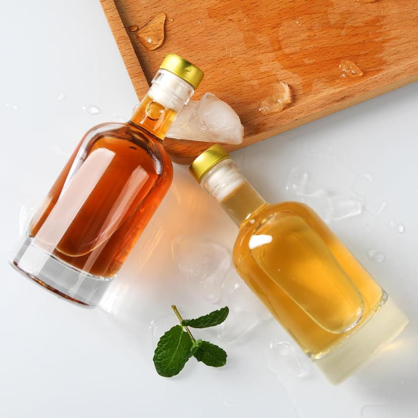 Glass Liquor Bottles with T-Top Caps and Heat Shrink Capsules, Empty Mini Vodka Bottles, Travel Shots Bottle for Wine, Alcohol, Whiskey, Beverages (3 oz 12 Pack)