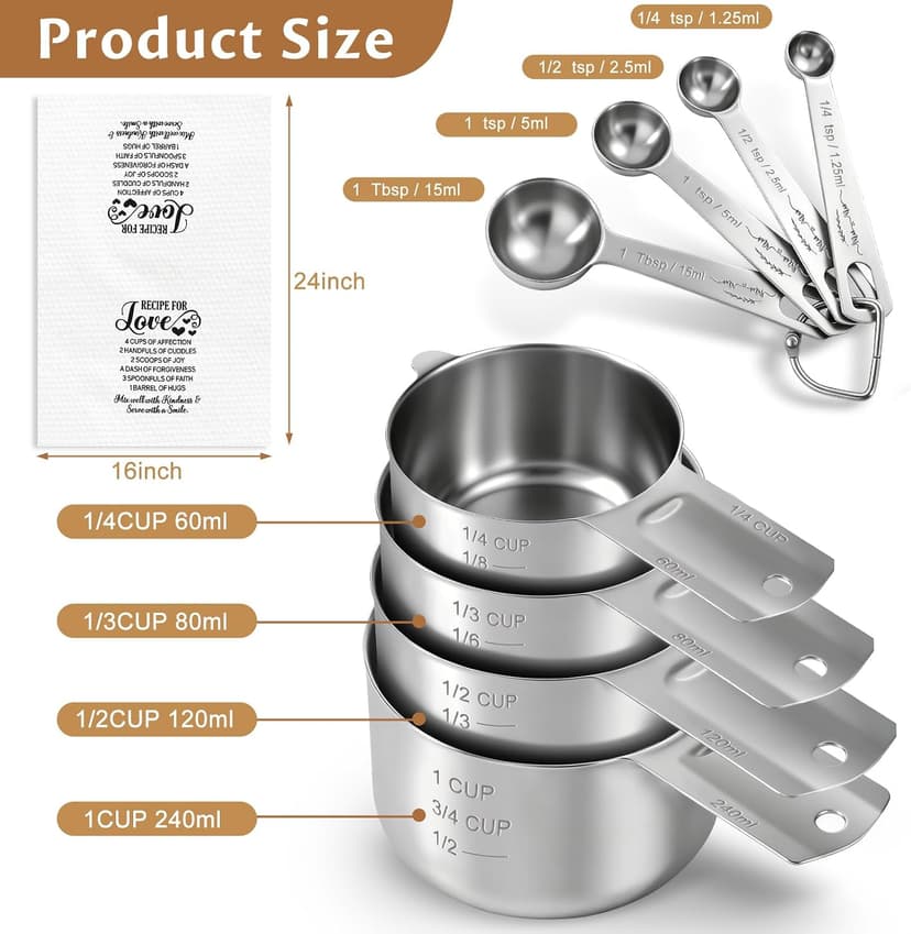 Wedding Gifts for Couples 2026, Bridal Shower Gifts for Bride to Be, Engagement Gift for Newlyweds, Bride Gift, Mr and Mrs Measuring Cups and Spoons Set with Dish Towel B0GTPW413P