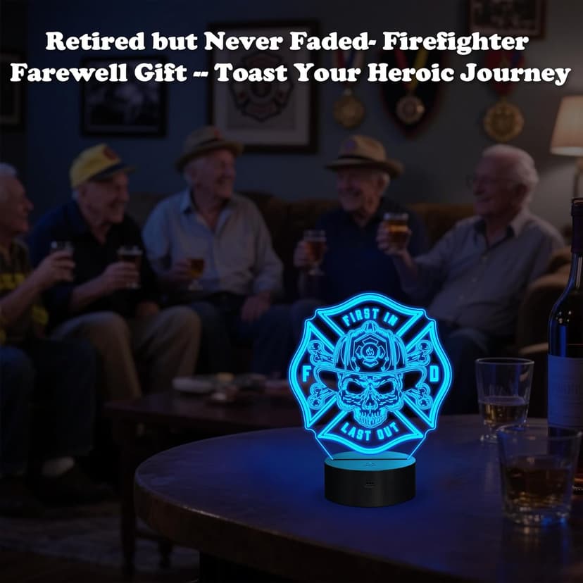 Firefighter Gifts, Fire Fighter Gifts Men, Fireman Night Light with 16 Colors Changing & Timer & Dimmer, Creative Gifts for Birthday, Father's Day, Graduation, Thank you, Xmas for Firefighter, Women