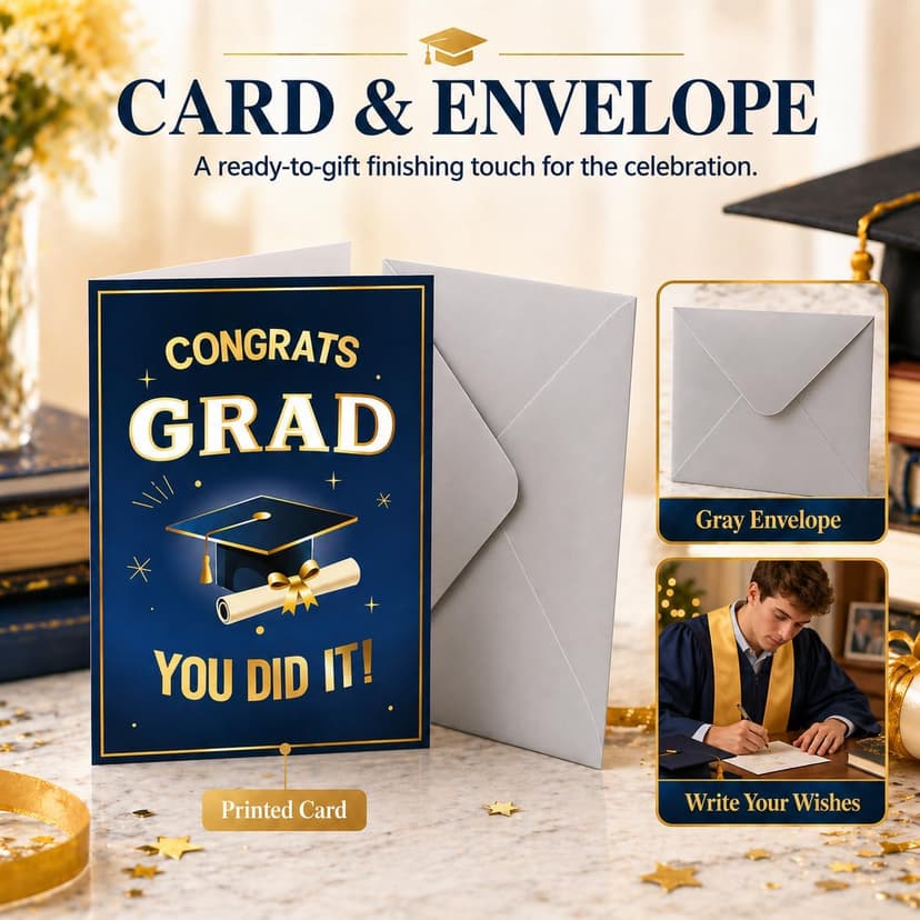 HAPPYPOP Graduation Gifts 2026 – 5-Piece Gift Box with Glass Cup, Bracelet, Keychain, Socks & Congrats Card for Men Him B0GMJJNMZ3