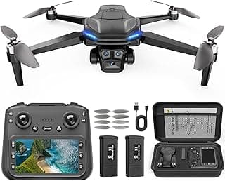 GPS Drone with Camera for Adults - 4K Drone with 4.5” FPV Screen Controller, 60 Min Flight, Brushless Motor Foldable Quadcopter, Auto Return, Follow Me, 3 Speed Modes for Beginners - Gift Under 249g