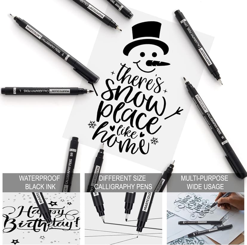 MARTCOLOR Calligraphy Pens, 10 Size Calligraphy Pens for Writing, Brush Pen Calligraphy Set for Beginners, Calligraphy Brush Pens, Hand Lettering Pen for Art Drawing, Sketching, Scrapbooking
