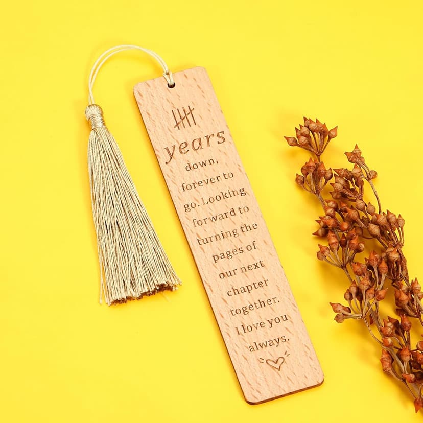 5 Year Anniversary Wood Gift for Him Her, Wooden Bookmark 5th Anniversary Wooden Gifts for Wife Husband, 5 Year Marriage Gifts Anniversary for Couple, Fifth Anniversary Valentines Gifts for Women Men