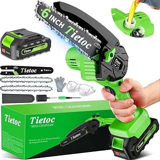 Tietoc Chainsaw 6 Inch Mini Electric Chainsaw Cordless Battery Powered, Hand Held Saw for Wood/Trees Trimming, Tools for Household and Garden, Chain Saw Gift for Men Dad Husband Fathers Gardener 2026 B0C1Z9V6N1
