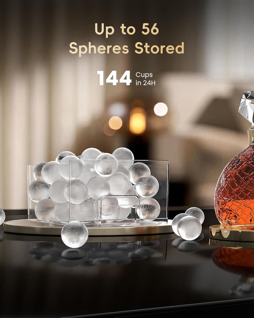 ecozy 2" Ice Ball Maker Countertop,Clear Sphere Ice Maker Machine with CrystalFlux Technology, 4 pcs in 40 Mins, 144 pcs/Day, Enhanced Insulation, Auto Water Supply, Self-Cleaning for Whiskey