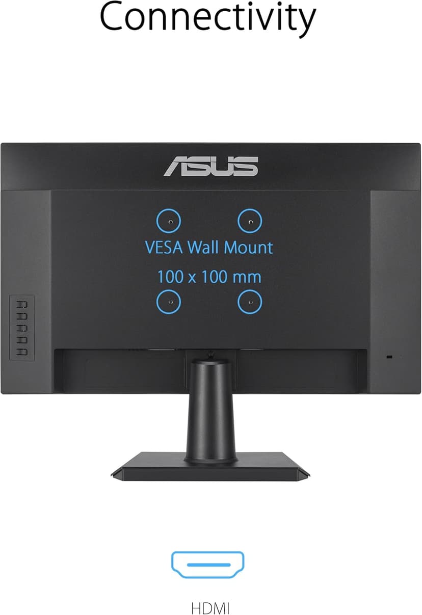 ASUS 24 Inch Frameless Monitor - 23.8-inch viewable, IPS, Full HD, 100Hz, 1080P, 1ms, Adaptive-Sync, for Working and Gaming, Flicker Free, HDMI, VESA Mountable, Tilt - VA24EHF