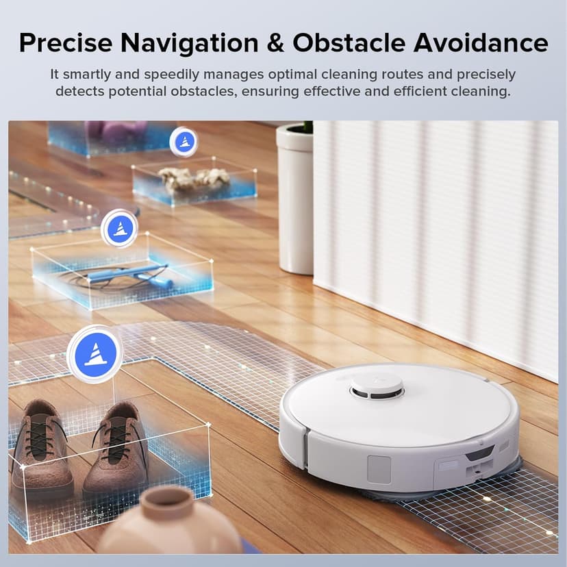 Roborock Qrevo Edge S5A Robot Vacuum and Mop, 18,500Pa, Zero-Tangling, DuoDivide Main Brush, FlexiArm Side Brush, Hot Water Mop Washing & Self-Cleaning, Warm Air Drying, Self-Emptying, White