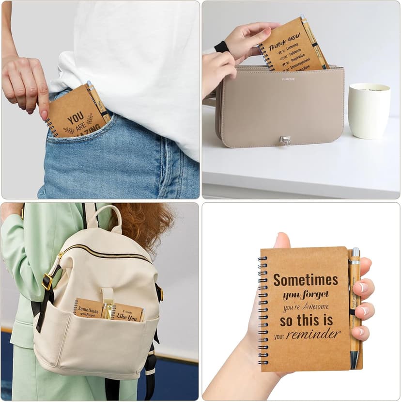 20 Pcs Christmas Employee Appreciation Gifts Bulk - 10 Sets of Inspirational Spiral Notebooks with Motivational Pens, Small Notepads for Coworkers, Office Staff, Team, Nurse, Teachers, Thank You Gifts