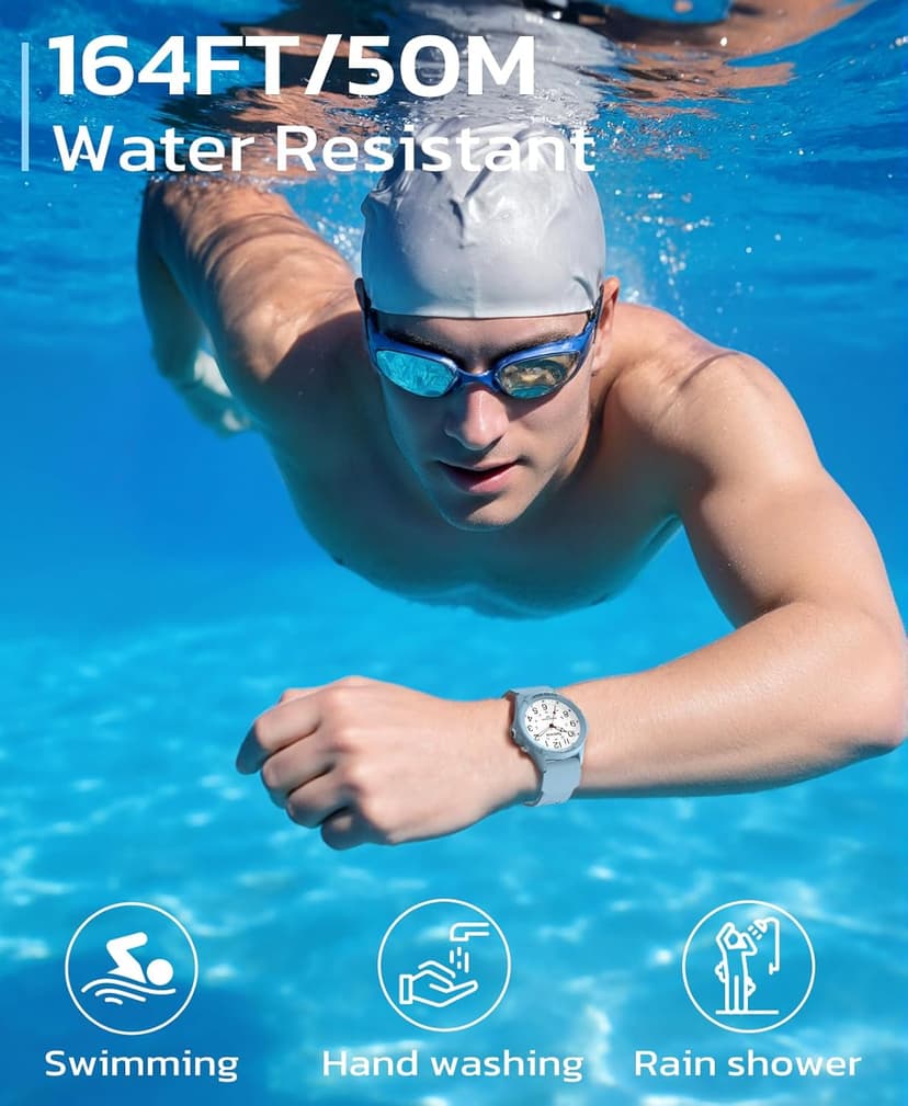 SOCICO Watch for Men Women Big Face Classic Analog Quartz Sports Backlight Unisex Waterproof Nurse Watch for Medical Army Military Time with Second Hand Easy to Read Casual Wristwatch