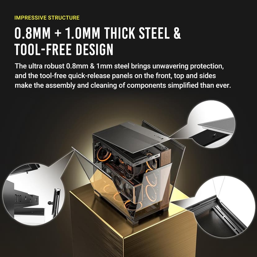 Antec C8 Wood, Fans not Included, Wooden Front Panel, Dual-Chamber Layout, Type-C, 360mm Radiator Support, Seamless TG Front & Side Panels, RTX 40 Compatible, Full-Tower E-ATX PC Case