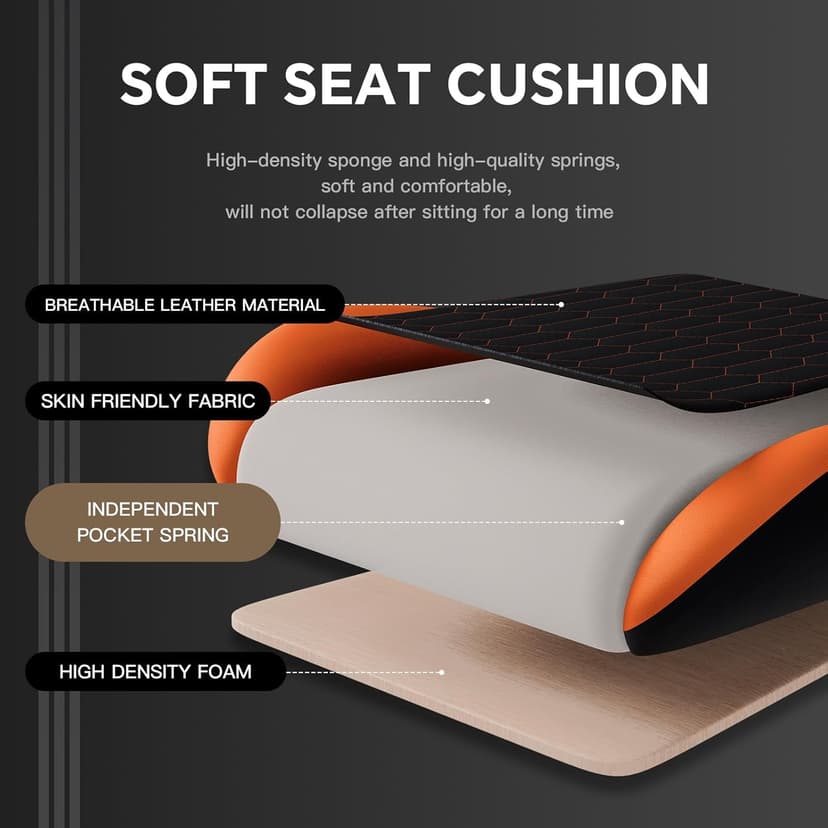 Gaming Chair with Footrest, High Back Gaming Chairs PVC Leather Ergonomic Gamer Chair with Adjustable Headrest Lumbar Support Racing Style Video Gaming Chair for Office/Home (Black Orange)