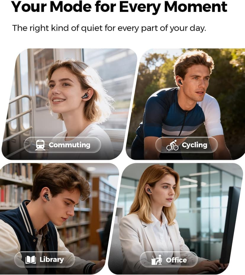 SOUNDPEATS C30 Hybrid ANC Earbuds with LDAC Hi-Res Audio, 52H Playtime -52dB Adaptive Noise Cancelling Wireless Earbuds, 6-Mic Clear Call, 12mm Driver, Bluetooth 6.0, Multi-Point, IP54 for Work/Travel