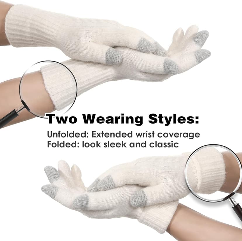 Achiou Women Winter Gloves, Touch Screen Texting Gloves, Elastic Soft Warm Knit Lined, One Size