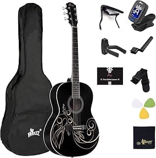 WINZZ AF227A 39 Inches Concert Acoustic Acustica Guitar with Full Kit, Delicate Vine