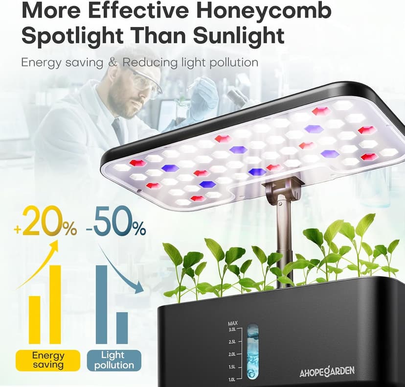 Plant Germination Kit Herb Vegetable Growth Lamp Countertop, Hydroponic Planter Grower Harvest Lettuce for Healthy Home Cooks Ahopegarden Indoor Garden Hydroponics Growing System: 10 Pods Kit with LED B0B6BB4TVC
