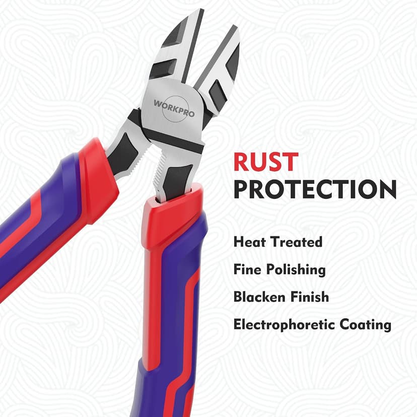 WORKPRO 6” Wire Cutters Heavy Duty CRV Steel, Diagonal Pliers for Cutting Wires Craft, Comfort Grip Handle B0B8SKQB9Z
