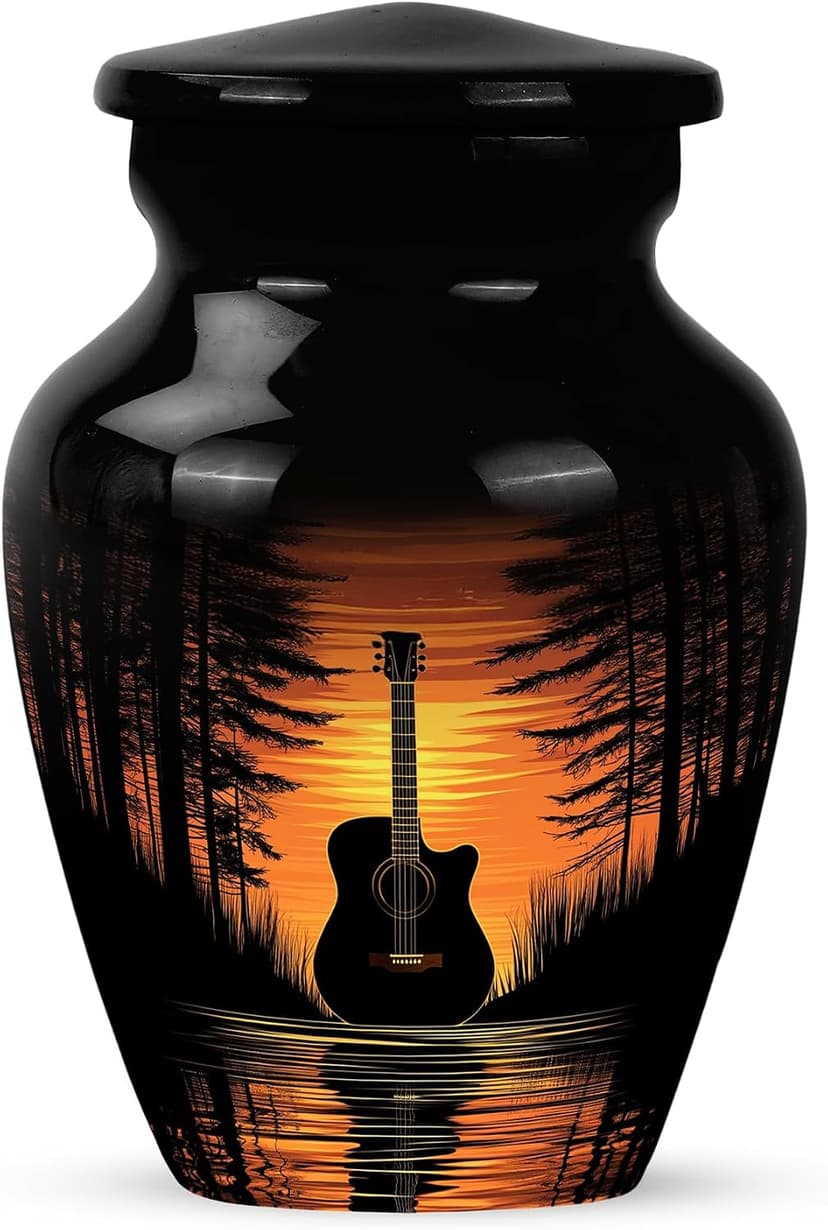 Guitar Urns for Human Ashes - Music Lover Cremation Keepsake Urns for Human Ashes Male & Female - Musical Instrument Burial Urn for Women & Men - Memorial Gift for Father - Small - 3 Inch B0H75NTJX2