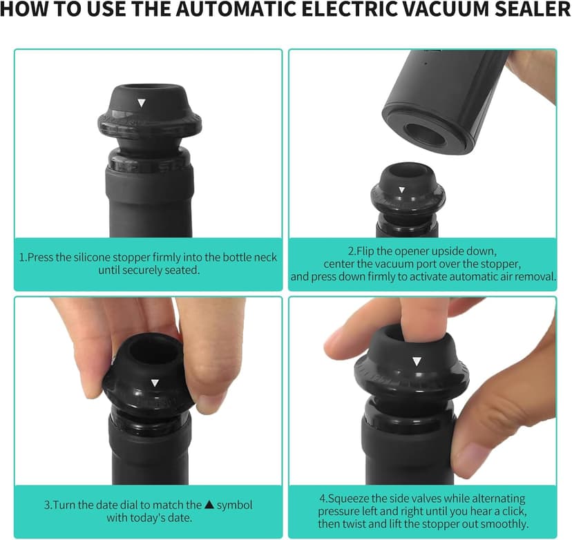 CIRCLE JOY Rechargeable Wine Opener Electric Wine Bottle Opener 7-in-1 Wine Gift Set with Electric Vacuum Pump, Charging Station, Foil Cutter, Wine Aerator Pourer and 2 Wine Stoppers