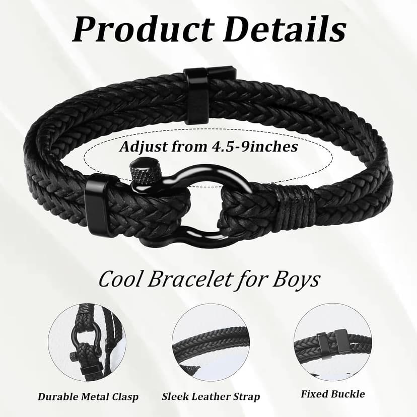 Adjustable Triple Protection Bracelet with Inspirational Card and Gift Box, Birthday Gifts for Him Boys Men Boyfriend Sereney 9-60 Year Old Boy Birthday Gifts, Bracelet for Brother Men and Son B0CD7PTWG4