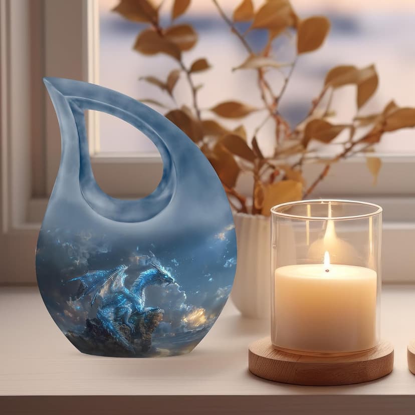 Blue Dragon Keepsake Urn for Ashes for Men, Drop Funeral Tiny & Cremation Urns for Human Ashes, Handcrafted Sympathy Gift for Loss of Family, Burial Cremains Containers (3 Inch) B0FFTCVPGZ