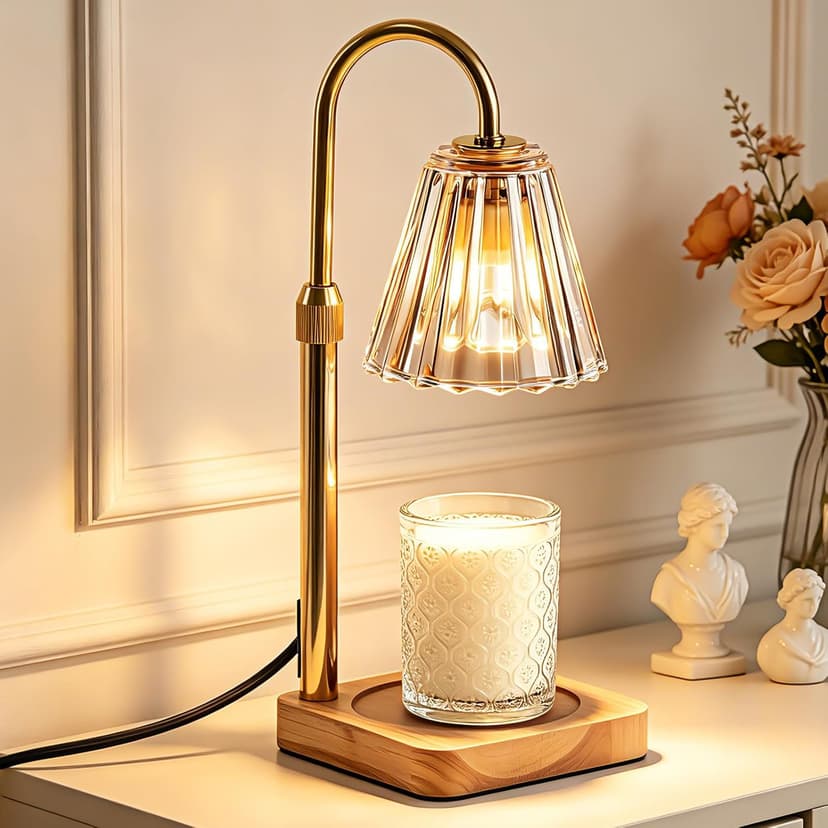 Candle Warmer Lamp with Timer Dimmer, Birthday Gifts for Mom Women Friend Sister, House Warming Gifts, Vintage Clear Wax Melt Warmer, Fall Decorations Office Apartment Dorm Room Home Decor