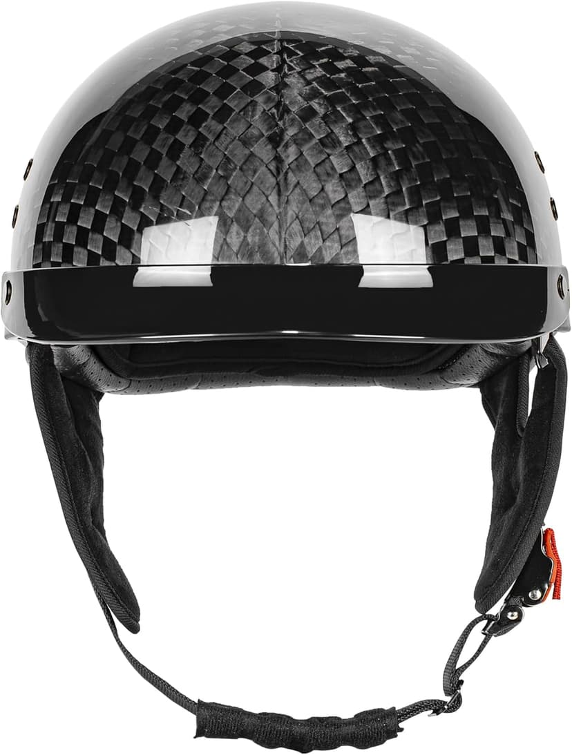 Carbon Fiber Motorcycle Half Helmet for Adults Men & Women – DOT Approved Open Face Retro Helmets with Visor, Vintage Design for Scooter, Moped, Cruiser