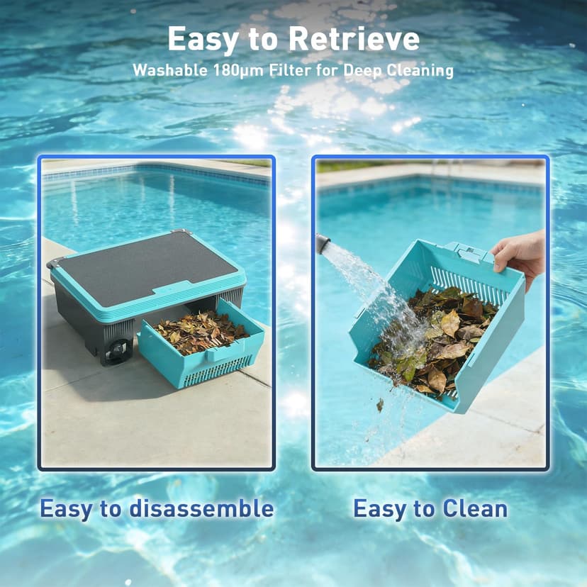 KKI Solar Robotic Pool Skimmer, Cordless Pool Cleaner Vacuum with App & Remote Control,for Inground & Above Ground Pools,Self-Parking
