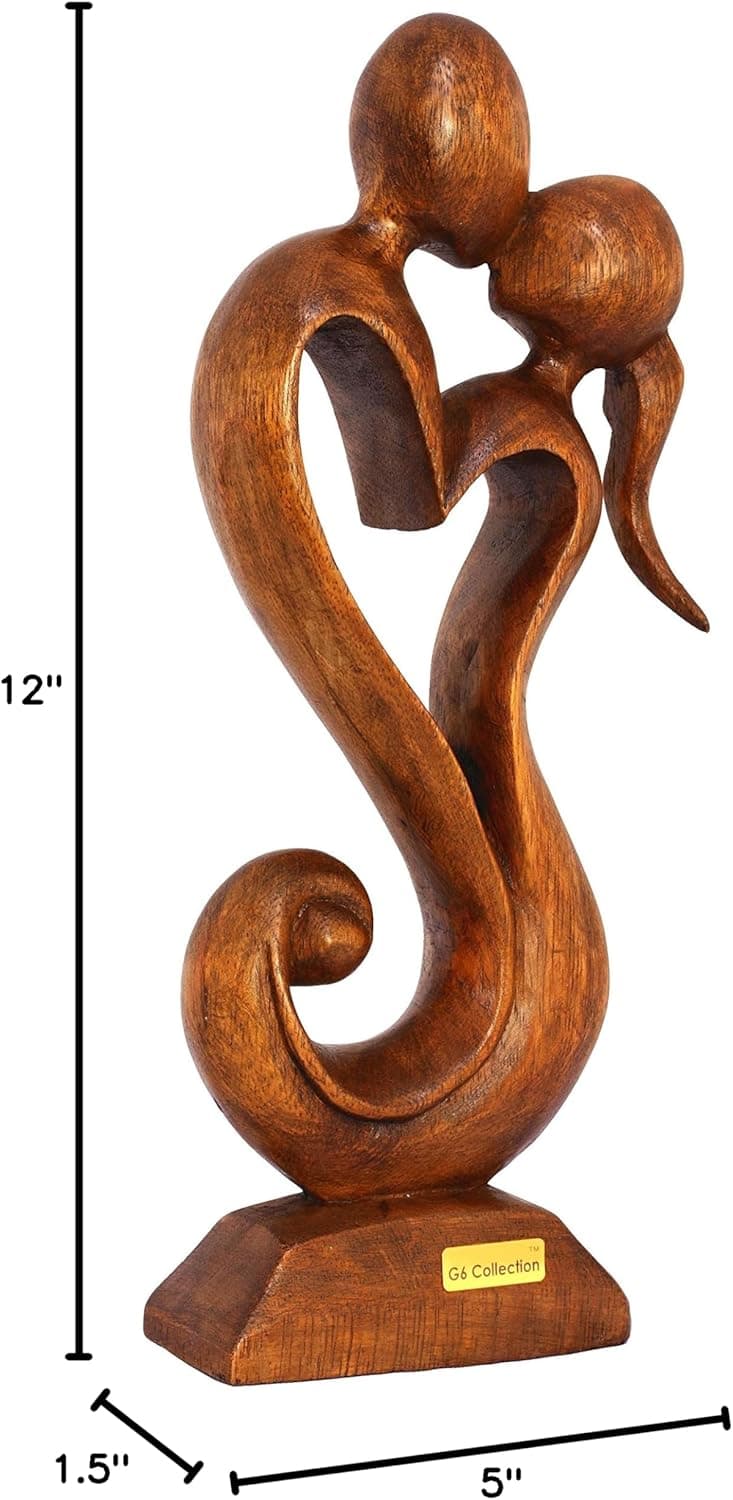 G6 COLLECTION 12" Wooden Handmade Abstract Sculpture Statue Handcrafted - Eternal Love - Gift Art Decorative Home Decor Figurine Accent Decoration Artwork Hand Carved