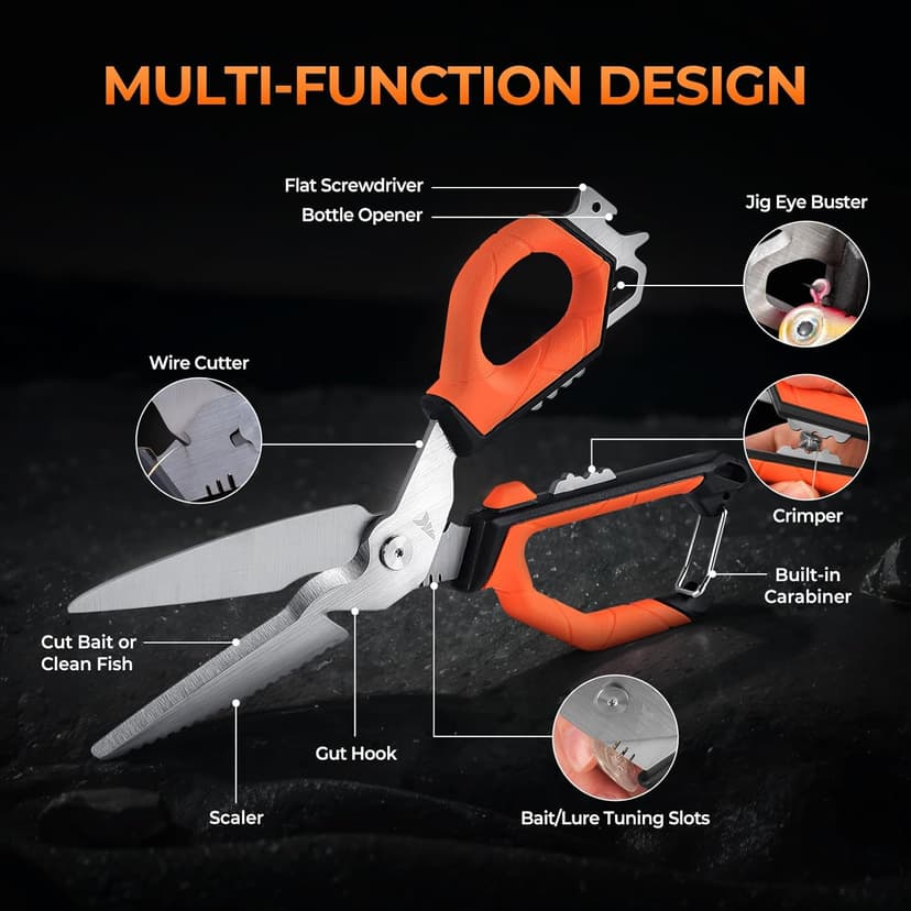 KastKing Paradox Fishing Knife Tool Set – Includes 9" & 7" Fillet Knives, 5" Bait Knife, 9" Versatile Bait Shears, 12" Honing Rod, Non-Slip Handles, Custom Sheaths, and Carrying Case – Fishing Gear