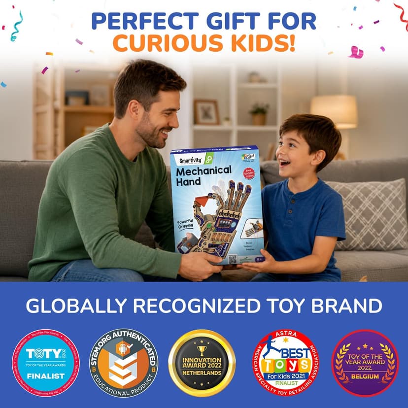 Smartivity DIY Robotic Mechanical Hand STEM Toy for Kids 8-9-10-11-12-13-14 Years Old | 2024 Parents Choice Award Winner I Birthday Gift for Boys & Girls | Engineering Kit for 8-14 Years Old