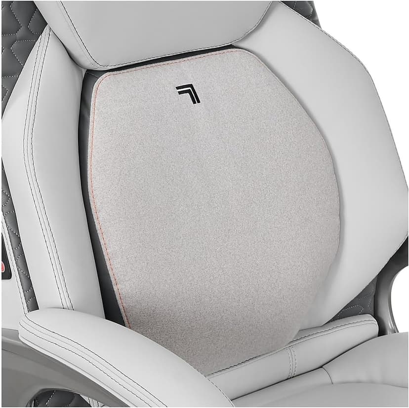 Sharper Image S600 Active Lumbar Ergonomic Bonded Leather Swivel Executive Massage Chair, White/Gray