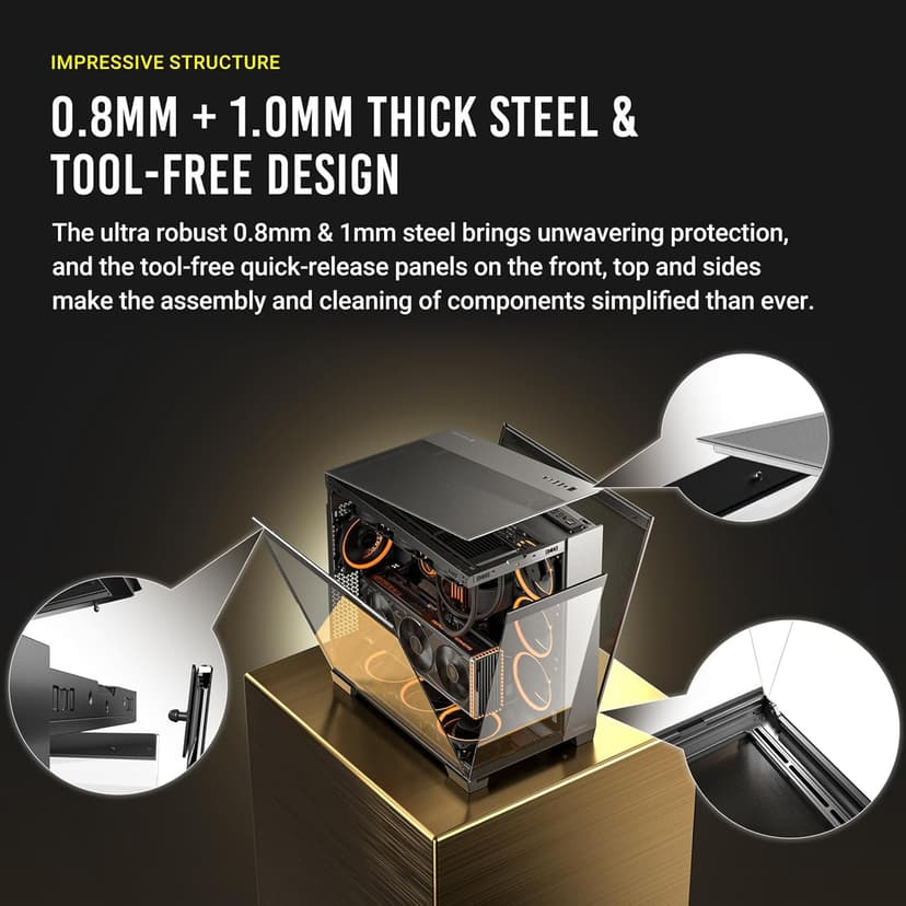 Antec C8 ARGB, 2X TQR 160mm & 1x TQ 140mm ARGB PWM Fans Included,Dual-Chamber Layout, Type-C, 360mm Radiator Support, Seamless TG Front & Side Panels, RTX 40 Compatible, Full-Tower E-ATX PC Case