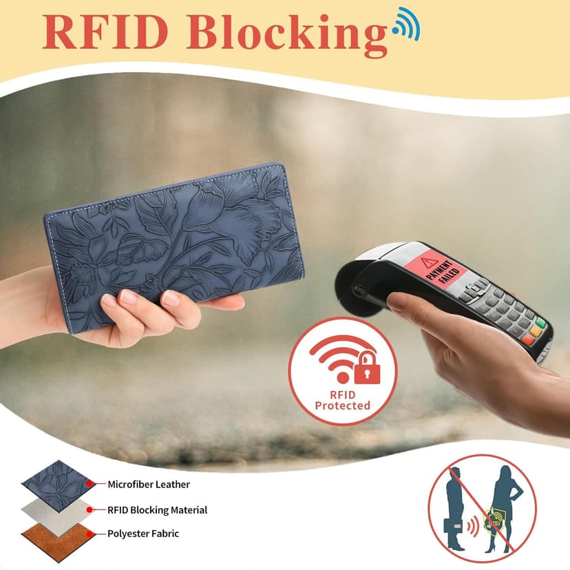 FALAN MULE Ultra Slim Thin Wallet for Women Bifold Leather RFID Blocking Designer Credit Card Holder