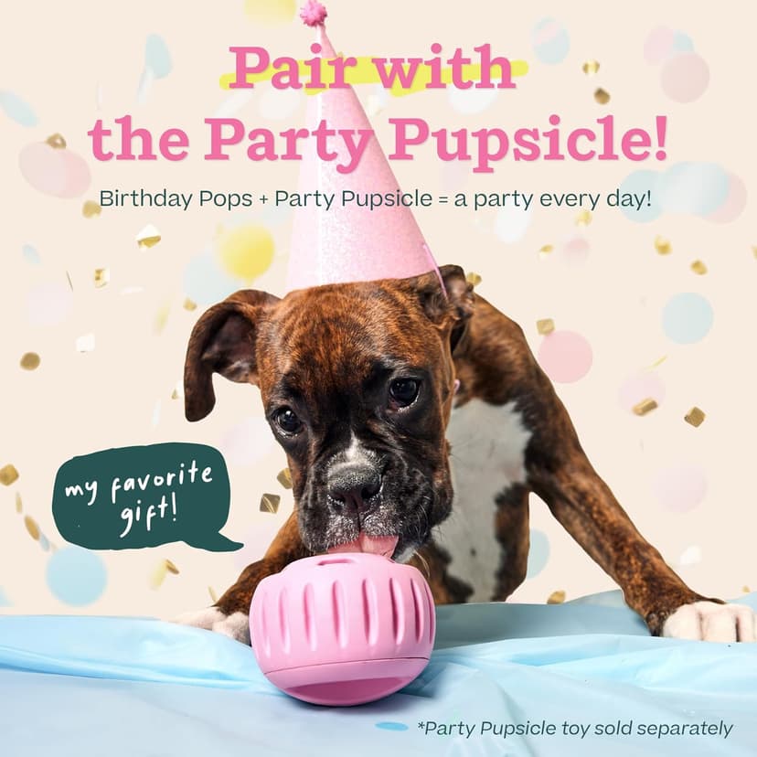 WOOF Pupsicle Birthday Pops - Healthy Dog Treats - Pre-Made Pupsicle Refills - Wholesome Ingredients - Naturally Sweet - Cake-Flavored Birthday Treat for Dogs - XL