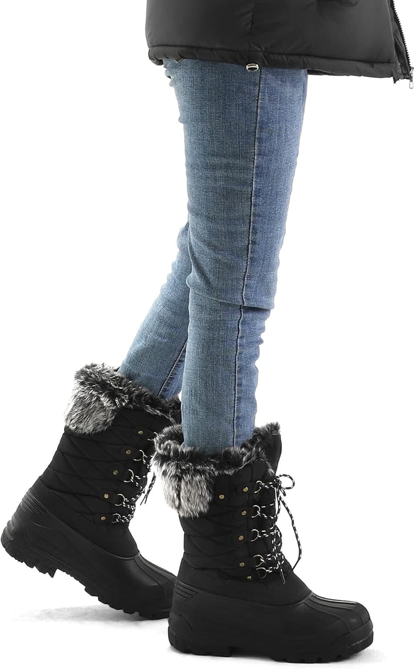 mysoft Women's Snow Boots Warm Insulated Faux Fur Lined Waterproof Mid-Calf Winter Boots