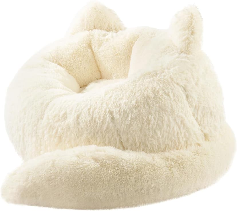 Achicsofar Bean Bag Chair for Adults Teens Giant Faux Fur Bean Bag Chairs with Filler Fluffy Plush Cat Shaped Beanbag Couch Comfy Accent Floor Sofa for Gaming, Reading in Living Room, Bedroom, Dorm