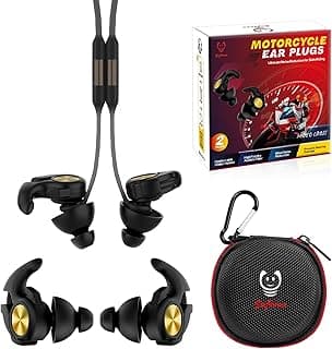 Motorcycle Ear Plugs with Lanyard, Wind Noise Reduction Keep Comms Clear & Comfort Under Helmet, Reusable Earplugs for Motor, Motorbike, Touring, Racing, Riding - 2 Sizes Hearing Protection, 27dB