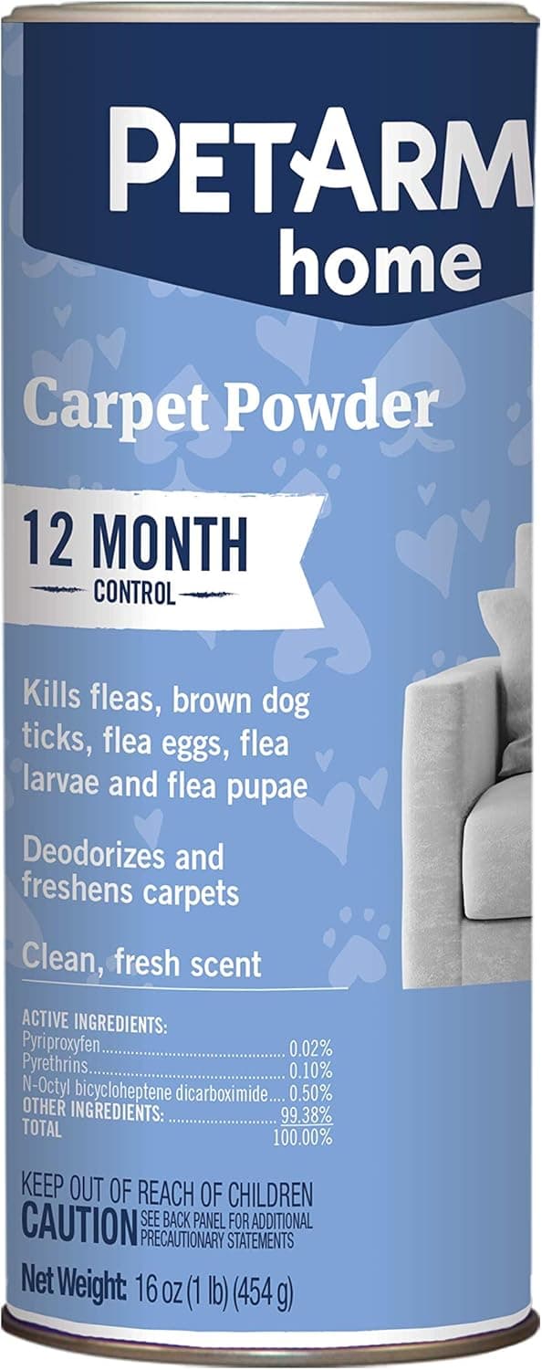 PETARMOR Home Carpet Powder for Fleas and Ticks, Protect Your Home From Fleas and Deodorizes Carpets, 16 Ounce
