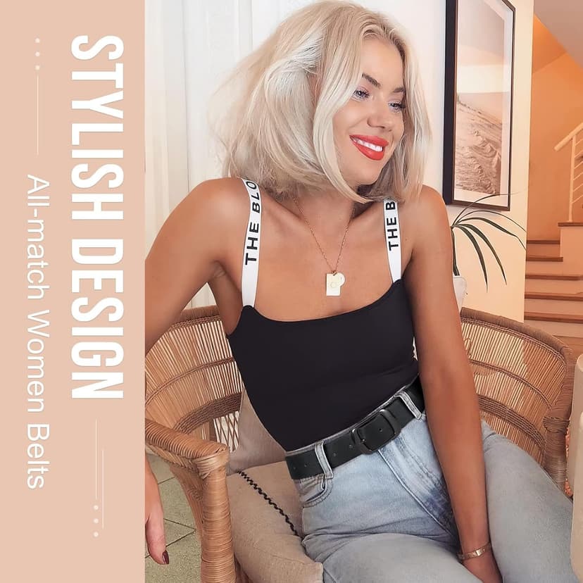 VONMELLI 2 Packs Women Leather Belts for Jeans Fashion Leather Ladies Waist Belt