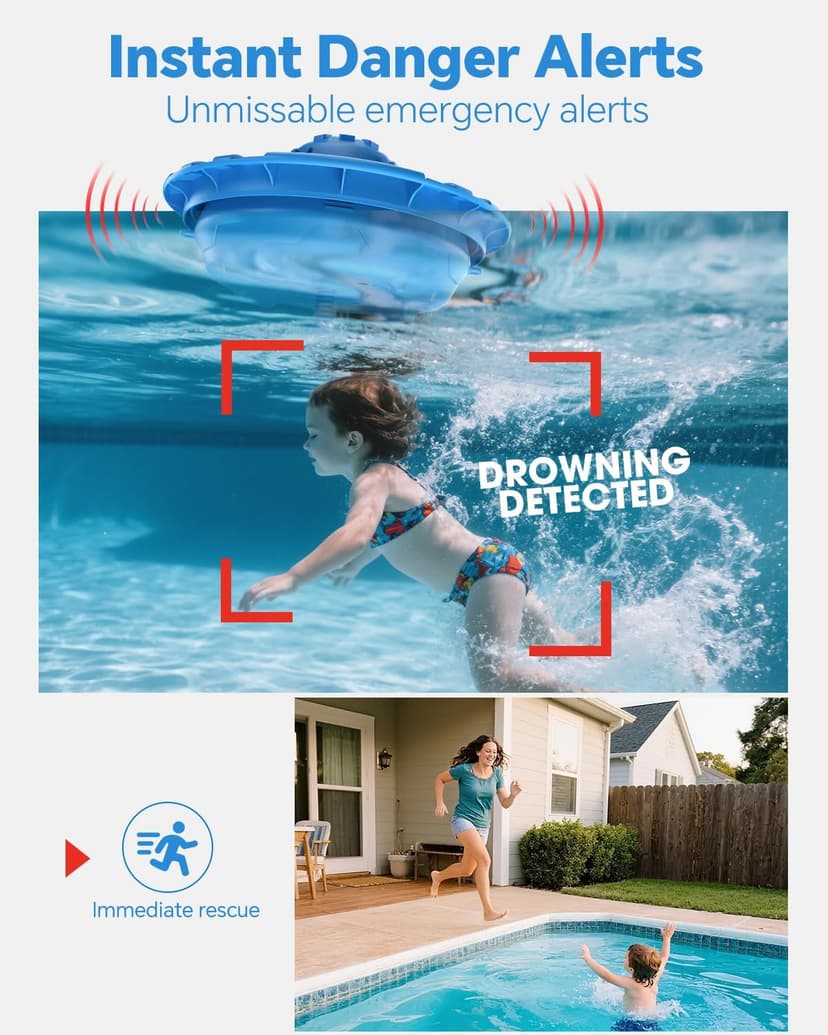 Pool Alarm, Floating Pool Safety Alarms for Inground & Above Ground Pools – Loud 110dB Alert, Adjustable Sensitivity, Protection for Kids & Pets (Blue)