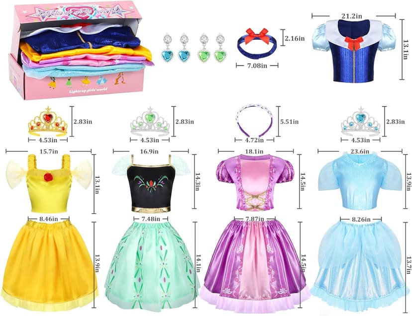 LIMIROLER Princess Dress Up Clothes for Little Girl Role Play Costume Gift Set Princess Dress Up Toys for Toddler Girls B0DF2V6NHW